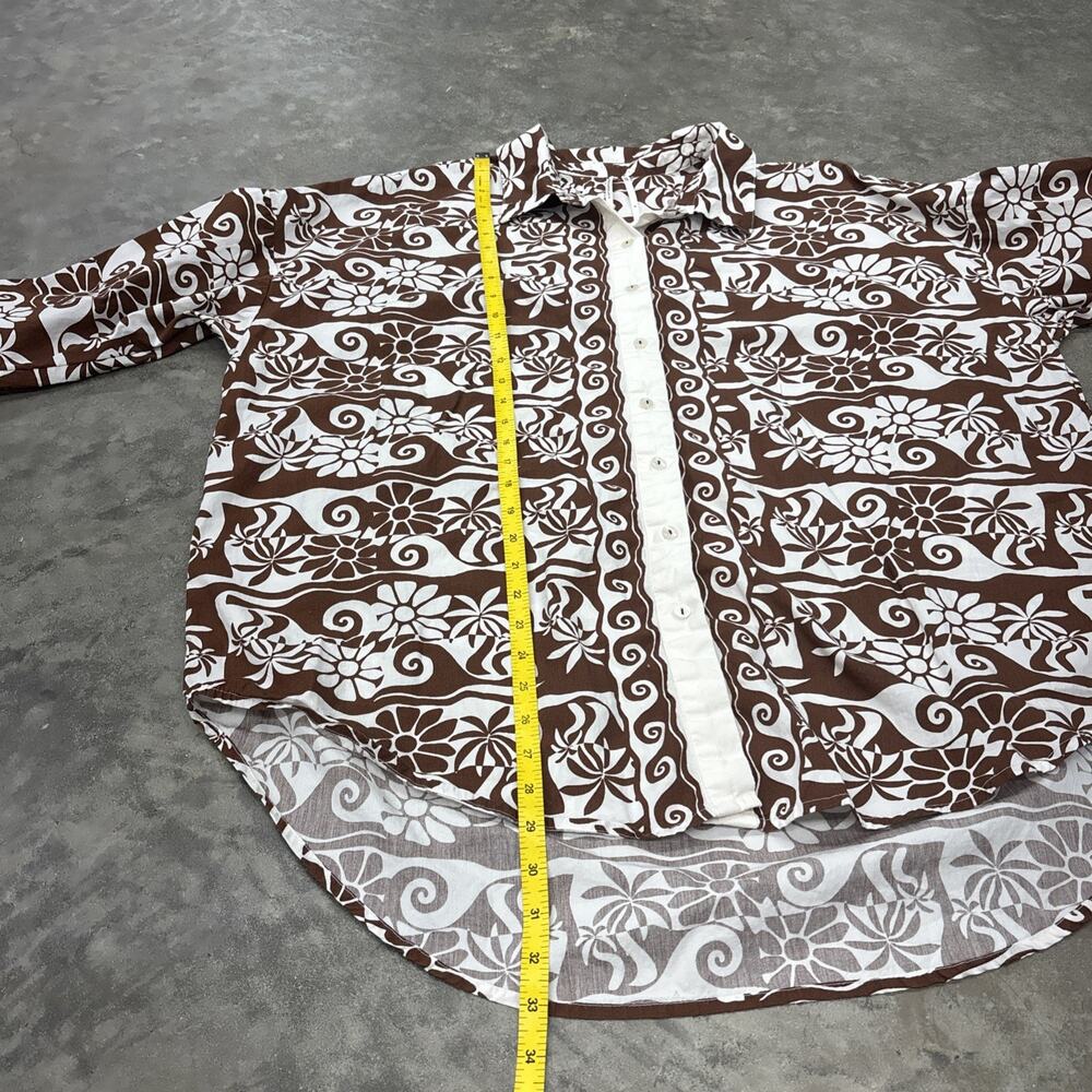 By Anthropologie Poplin Long Sleeve Button Down Shirt Oversized Printed Top Med - Picture 7 of 10